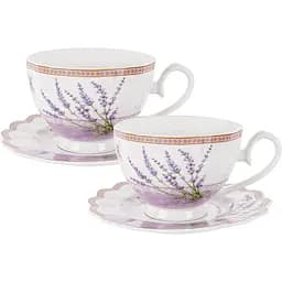 Чайний набір Lefard, 4 предмети, 250 мл, білий з бузковим (165-357)