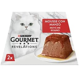 Влажный корм Gourmet Revelations Мусс с говядиной и соусом полнорационный для взрослых кошек 114 г (2х57 г)