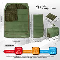 Спальний мішок двомісний із подушками Naturehike CNK2350WS019, зелений - мініатюра 3