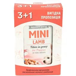 Набор влажных кормов для щенков Brit Care Mini из филе ягненка в соусе 3+1, 340 г (4x85 г)
