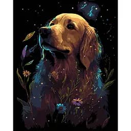 Набор для росписи по номерам Strateg Золотой ретривер на черном фоне 40 х 50 см (AH1206-17)