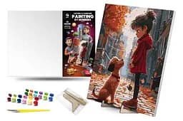 Картина за номерами Qbee Вірний друг з дерев'яною підставкою 40x50 см QB900-047