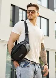 Сумка через плечо бананка Sambag Flex черная 30×17×10 см (85351001m)