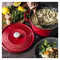 Каструля з кришкою GreenPan Featherweights 22 см 3,3 л з керамічним покриттям червоний (CC005432-001) - мініатюра 5