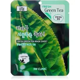 Тканинна маска для обличчя 3W Clinic Fresh Green Tea Mask Sheet заспокійлива зелений чай 23 мл