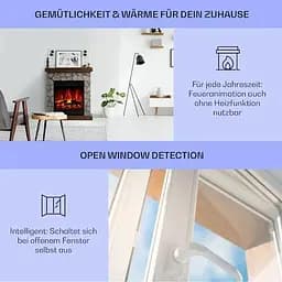 Електричний камін Klarstein Lienz 1800 Вт 30 м² (10034124) - мініатюра 3