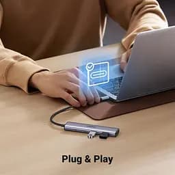 Концентратор Ugreen USB-C to 2xUSB 3.0 + 2xUSB-C CM473 gray (15395) - мініатюра 4