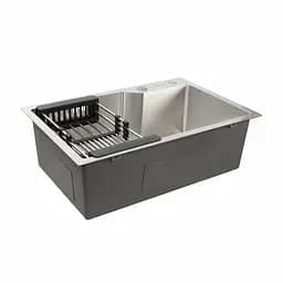 Кухонна мийка Platinum Handmade 650x430x220 (товщина 3,0/1,5 мм корзина та дозатор в комплекті), Нержавіюча сталь - мініатюра 5