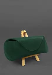 Кожаный чехол для очков с клапаном на магните Зеленый Crazy Horse