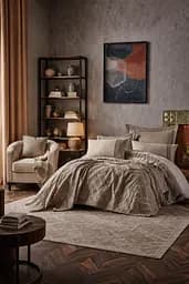 Комплект постельного белья евро 200×220 см с покрывалом сатин темно-бежевый TC303376224