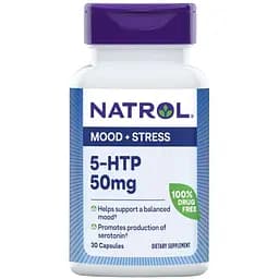 Гідрокситриптофан Natrol 5-HTP 50 мг 30 капсул (NTL00884)