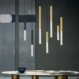 Латунний підвіс із скляним розсіювачем з ефектом бульбашок 81 см | Line F | Арт. MJ462/500+300 AB