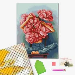 Алмазна мозаїка "Півонії в обіймах" Mykhailyshyna Daria DBS1073 Brushme 40х50 см - мініатюра 2