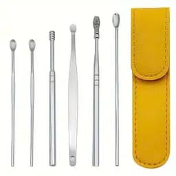 Набір для чищення вух і видалення вушної сірки із 6 інструментів Жовтий