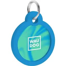 Адресник для собак і котів Waudog Smart ID з QR паспортом Градієнт блакитний 25 мм - мініатюра 3