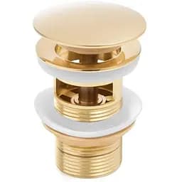 Донний клапан для умивальника Yoka click-clack L.gold з переливом BK.POP-14-ZP-GLD, Золотий