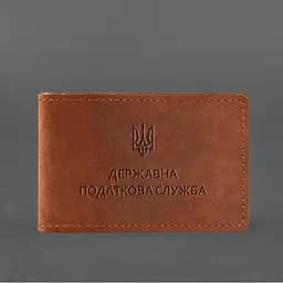 Шкіряна обкладинка на посвідчення Державної податкової служби світло-коричнева Crazy Horse - мініатюра 5