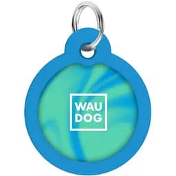 Адресник для собак і котів Waudog Smart ID з QR паспортом Градієнт блакитний 30 мм - мініатюра 2