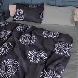 Комплект постільної білизни MisSon Сатин 22-1379 Geometric Circles 160 x 220 см темно-сірий (2200010476637)