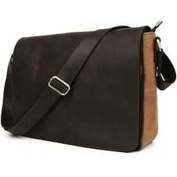 Сумка чоловіча через плече зі шкіри та канвас TARWA 37х27х11 см sum0028301