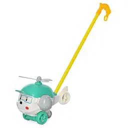 Детская каталка на палке Bambi «Вертолет» 198-19 (Turquoise) с колокольчиком, 38 см