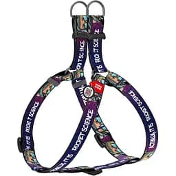 Шлея для собак Waudog Nylon з QR-паспортом нейлонова малюнок Космос. Ракетобудування, пластиковий фастекс, M, Ш 20 мм, Д 50-80