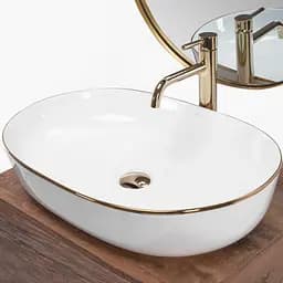 Умивальник Rea Cleo 61 підвісний white gold edge REA-U6211, Білий - мініатюра 4