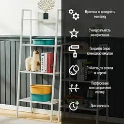 Стелаж-етажерка триярусний з металу білий 60x33x110см SW-00002103 - мініатюра 4