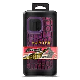 Кожаный чехол для Apple iPhone 14 Pro Max, Harder Kaiju Skin, фиолетовый, термополиуретан ТПУ + экокожа с эффектом текстуры монстра, панель, защита корпуса, противоударный, микрофибра, рамка вокруг камеры, защита всего корпуса, (ARM76866) - мініатюра 3