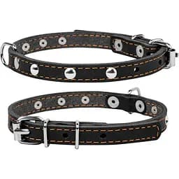 Ошейник Collar одинарный с украшением, 27-35х1,4 см, черный