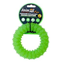 Игрушка AnimAll Fun кольцо с шипами для собак люминесцентная 12 см зеленая
