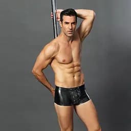 Еротичні чоловічі лакові труси JSY зі шнурівкою S/M