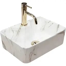 Умивальник Rea Kelly Mini Shiny Aiax накладний мармур REA-U6504, Мармур