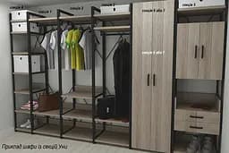 Шафа Гардероб Уні секція 6 серії Конект Ferrum-decor 220x60x50см Чорний метал ДСП Дуб Сонома Трюфель 16 мм (FRD-104574) - мініатюра 5