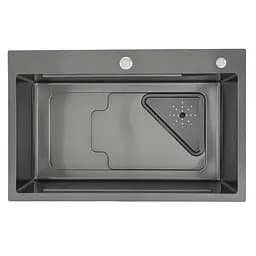 Кухонная мойка Gappo GS7246-6 накладная 720x460 мм, нержавеющая сталь, поверхность PVD, Черный