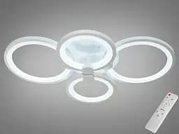 Люстра стельова LED Diasha 8022/4WH, 70W, 3850 лм, білий акрил, сучасний стиль, Ø40 см, IP20, з пультом, димером