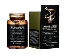 Сыворотка ампульная для лица FarmStay 24K Gold & Peptide антивозрастная 250 мл