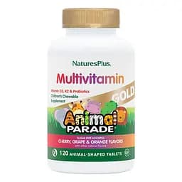 Вітаміни та мінерали Natures Plus Animal Parade Gold, 120 жувальних таблеток - Асорті