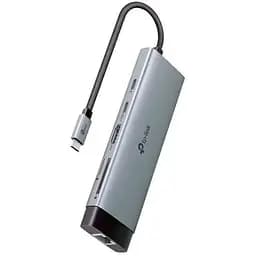 Хаб Usb TP-Link 9-in-1, Grey, Type-C 3.0 - 1xType-C (100 Вт) / 1xType-C 3.0 / 3xUsb 3.0 / HDMI 4K / GLan / SD / microSD, кабель