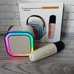 Дитяча Bluetooth колонка з мікрофоном 5Вт RGB підсвічування Міні караоке 2000mAh K12 Бежевий - мініатюра 7