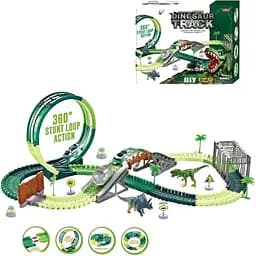 Автотрек Дино Площадка 357 со светом 175 элементов длина 357 см аксессуары в коробке