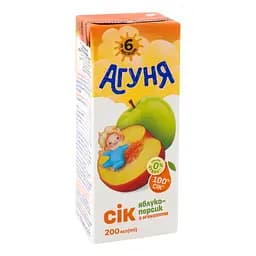 Уцінка. Сік Агуня Яблуко-персик з м'якоттю освітлений відновлений стерилізований для дітей від 6 місяців 200 мл - мініатюра 5