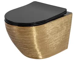 Подвесной унитаз Rea Carlo Flat brushed gold black REA-C3300, Золотой