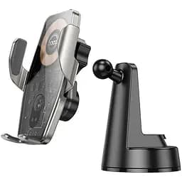 Тримач з бездротовою зарядкою HOCO HW27 Traveler infrared RGB wireless car holder (center console) 15W - мініатюра 4