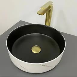 Умивальник VBI Prato білий чорний мармур матовий накладний VBI-011409, Мармур