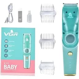 Бесшумная машинка для стрижки детей и младенцев VGR Baby V-151, Беспроводной триммер 3 насадки с вытяжкой