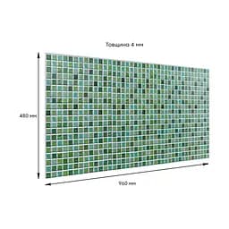 Декоративна панель ПВХ під зелену мозайку 960х480х4мм (D) SW-00001828
