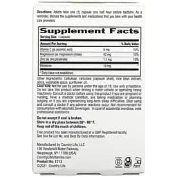 Мелатонін Country Life Magnesium, Zinc & Vitamin C 60 веганських капсул - мініатюра 2