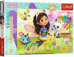 Набір Пазли - (100 елм.) Глітерні - "Будиночок котика"/Trefl