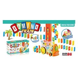 Поезд 918 15,5см, ездит, звук, свет, домино, 86 деталей, на батарейке, в коробке (6903317603411)